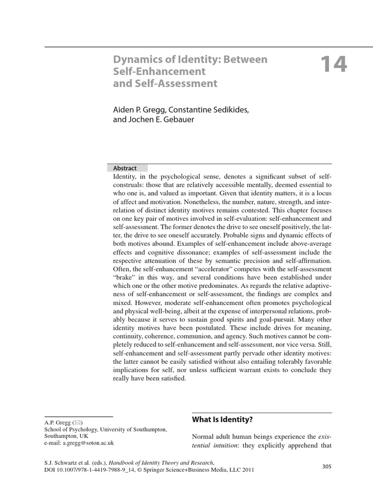 Identity Dynamics: Self-Enhancement vs. Assessment | PDF | Self Esteem ...