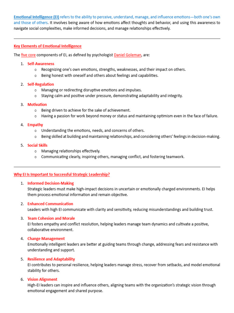Understanding Emotional Intelligence in Leadership | PDF | Strategic ...