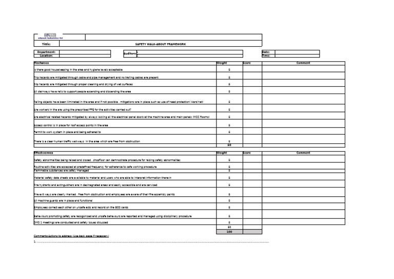 Safety Walkabout Assessment Framework | PDF | Safety | Occupational ...