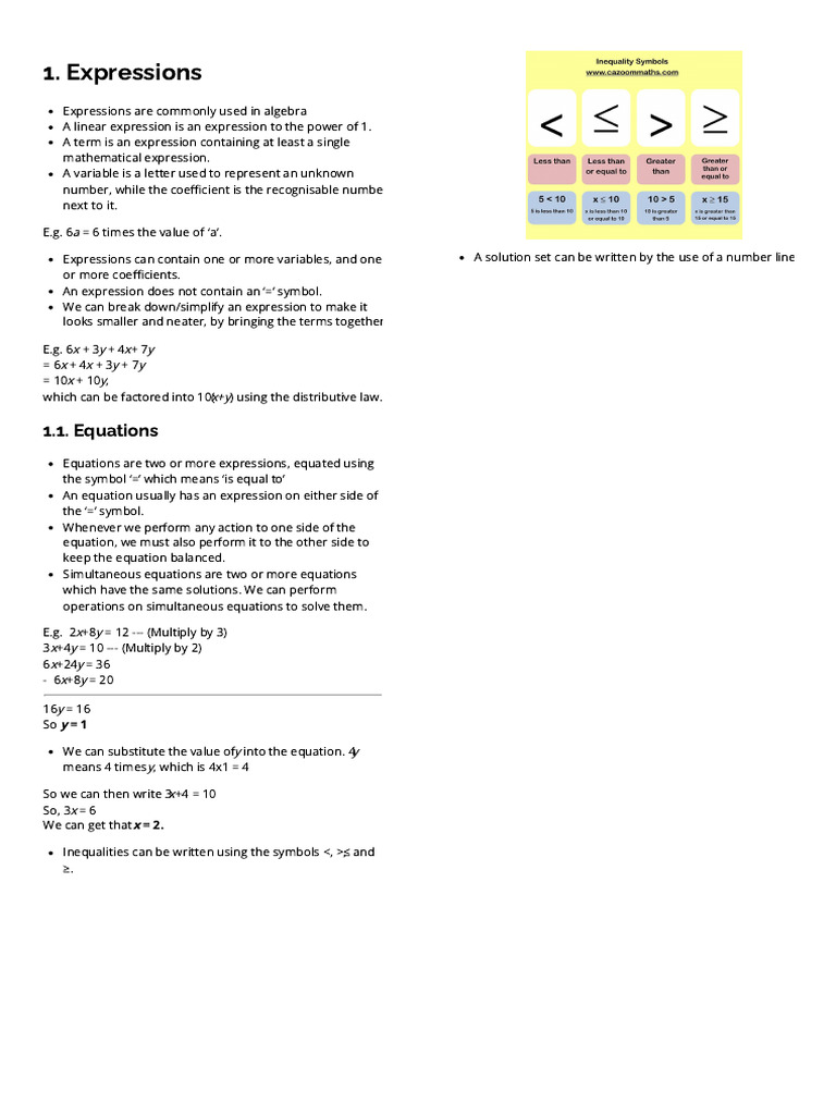 Understanding Algebraic Expressions | PDF