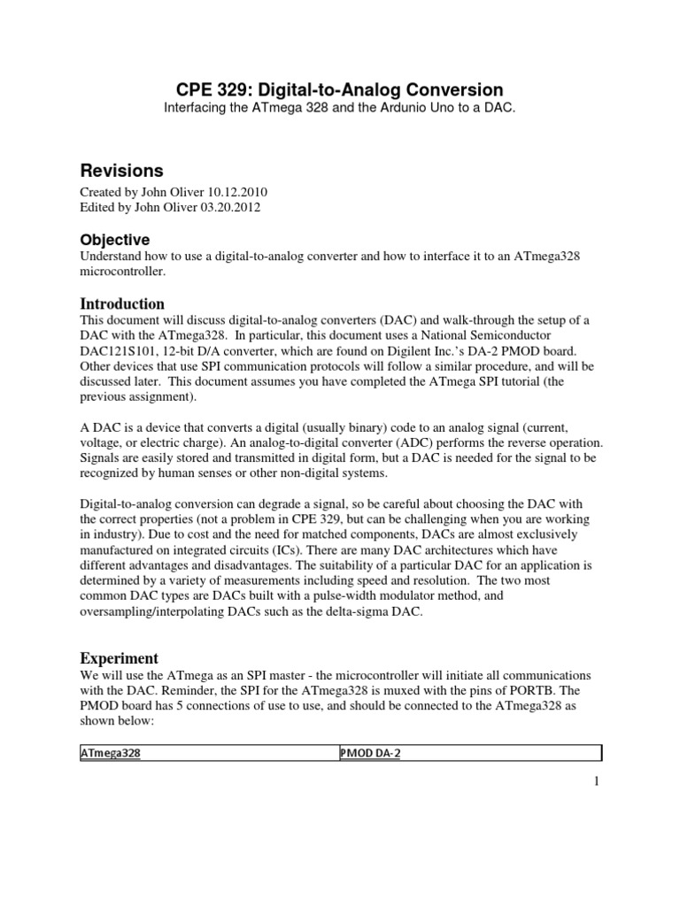 AVR DAC 328 Tutorial PDF Digital To Analog Converter Analog To