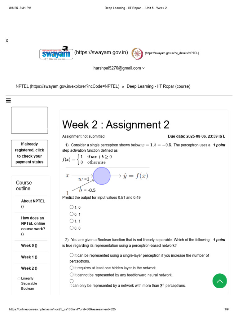 Deep Learning - IIT Ropar - Unit 5 - Week 2 | PDF | Mean Squared Error ...