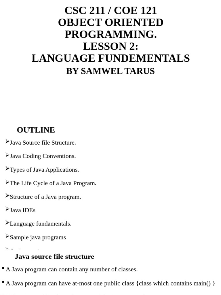 Java Programming Fundamentals Overview | PDF | Class (Computer ...