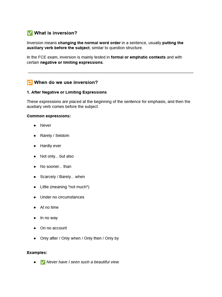 Understanding Inversion in English | PDF