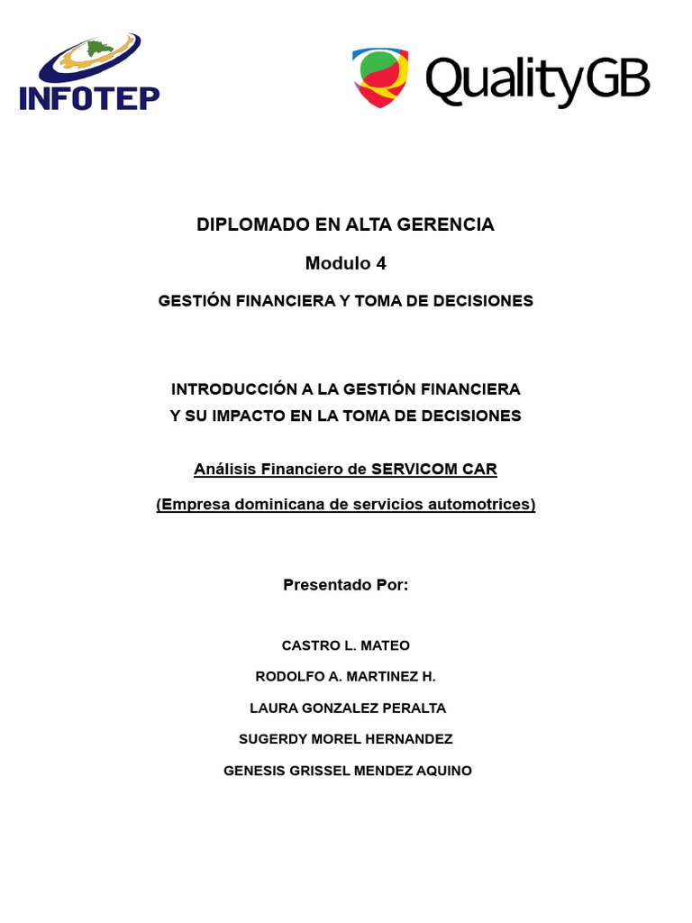 Análisis Financiero de SERVICOM CAR | PDF | Rentabilidad sobre recursos ...