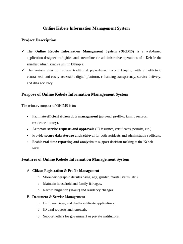 Online Kebele Management System Overview | PDF | Information Science ...