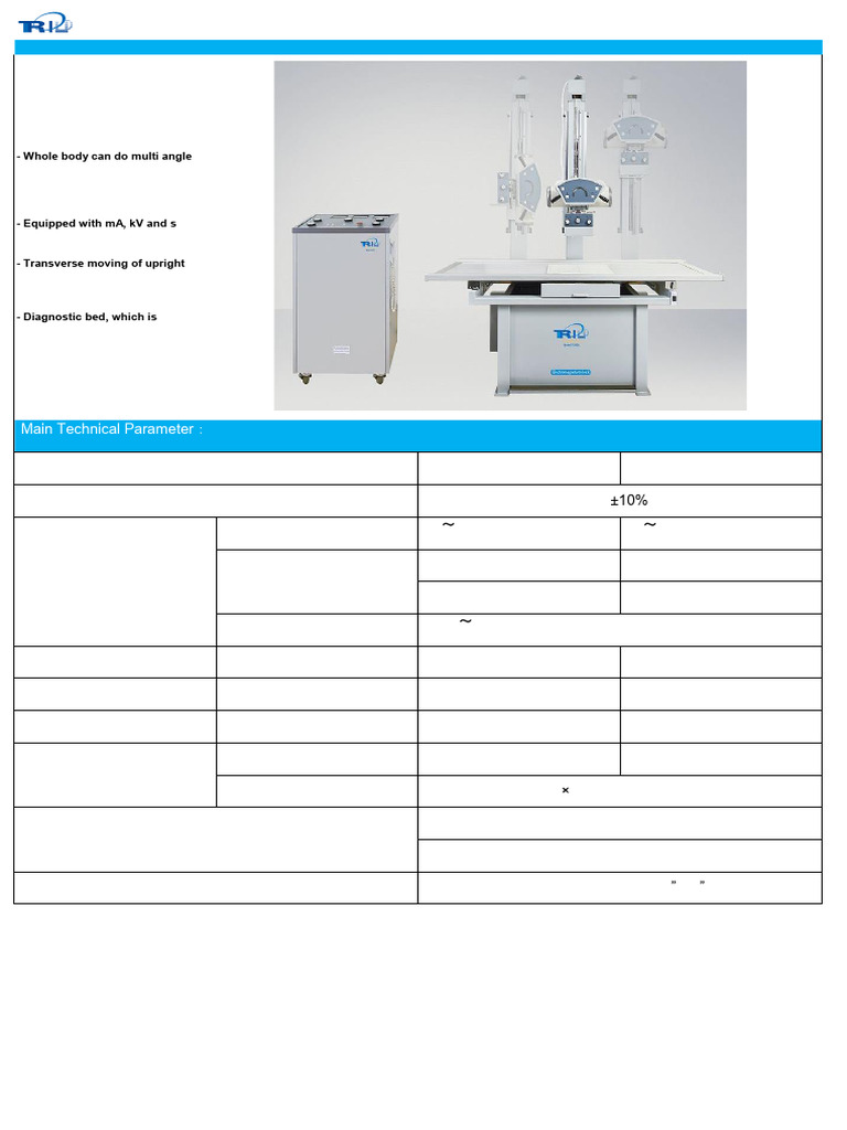 Digital X-Ray Machine Specifications | PDF | Radiography | X Ray