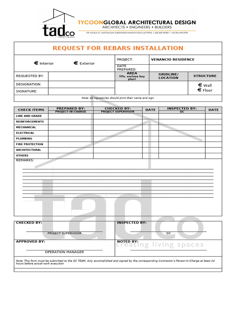Rebar Installation Request Form | PDF | Building Engineering | Civil ...
