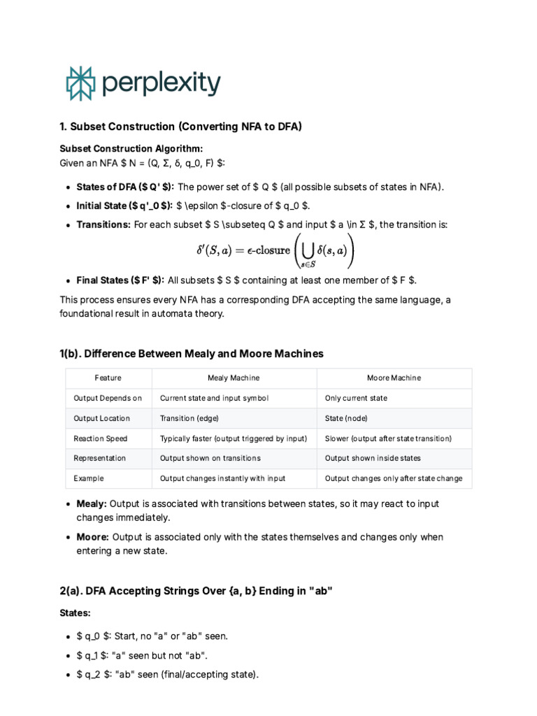 NFA to DFA Conversion Techniques | PDF | Theoretical Computer Science ...