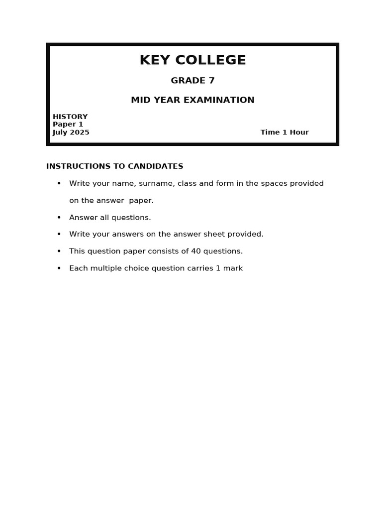 Question Paper Cover Page Primary | PDF