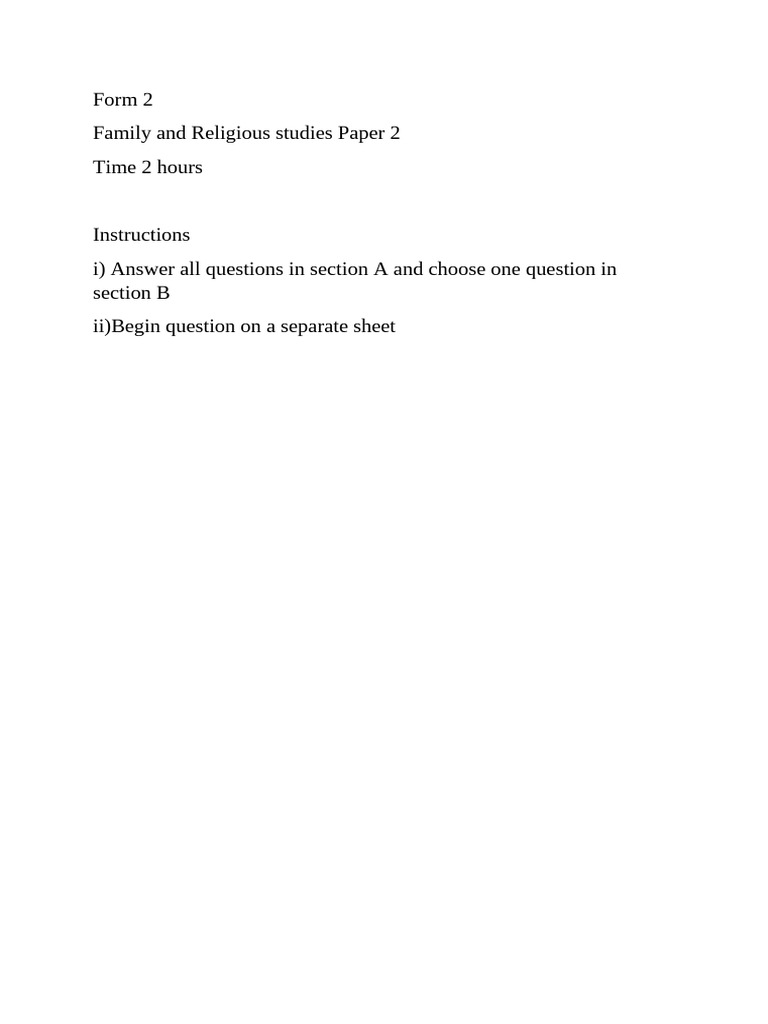FRS FORM 2 Paper 2 | PDF