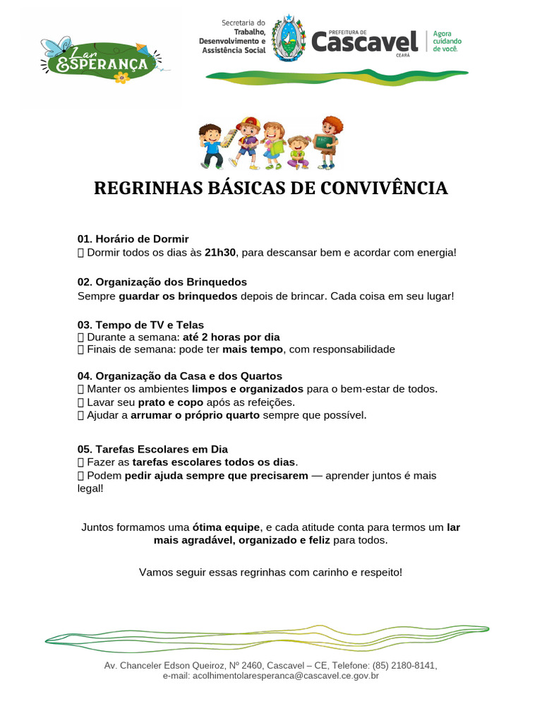 Regras de Convivência em Família | PDF