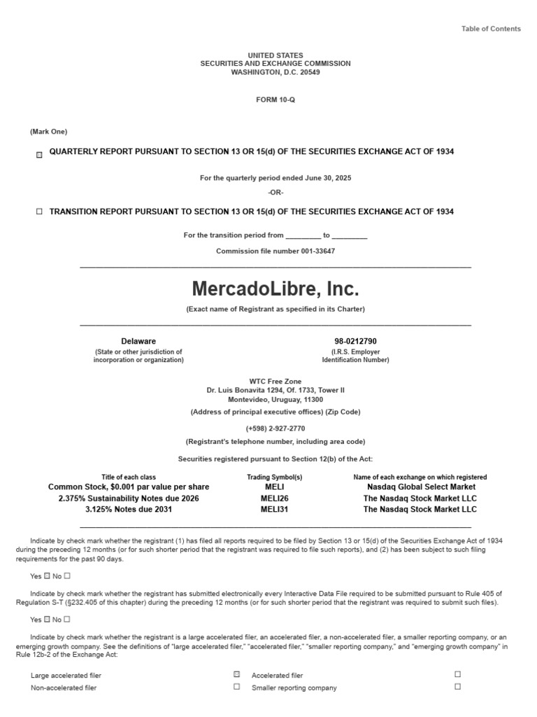 Mercado Libre Informe Completo Ante La SEC | PDF | Debits And Credits |  Revenue