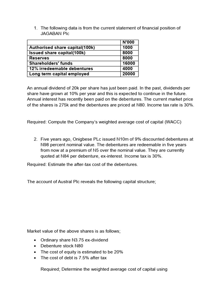 WACC Calculation for JAGABAN and Others | PDF | Cost Of Capital | Dividend
