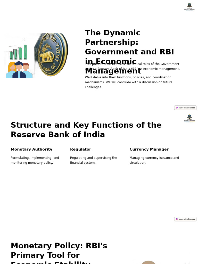 The Dynamic Partnership Government and RBI in Economic Management | PDF ...