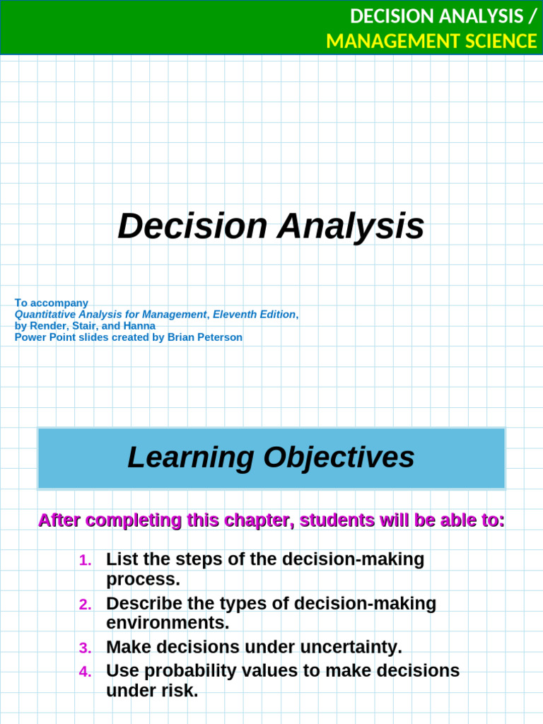 Decision Analysis in Management Science | PDF | Decision Theory ...