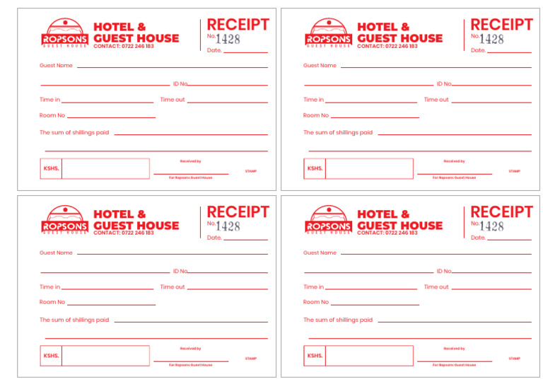 Ropsons Guest House Receipt Template | PDF