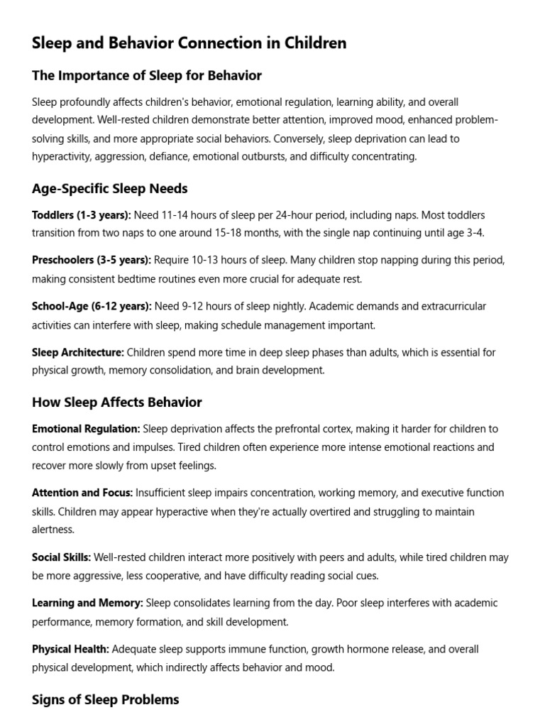 Sleep and Behavior Connection in Children | PDF | Sleep | Sleep Deprivation