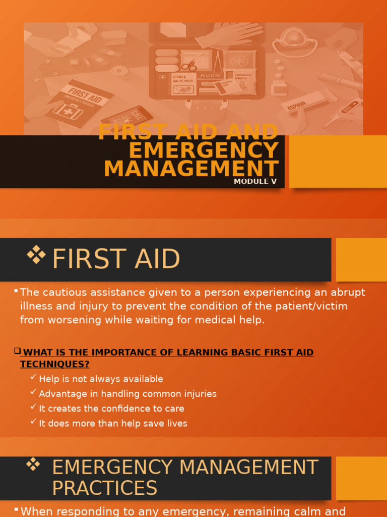 First Aid and Emergency Management (Autosaved) | PDF | Cardiopulmonary ...