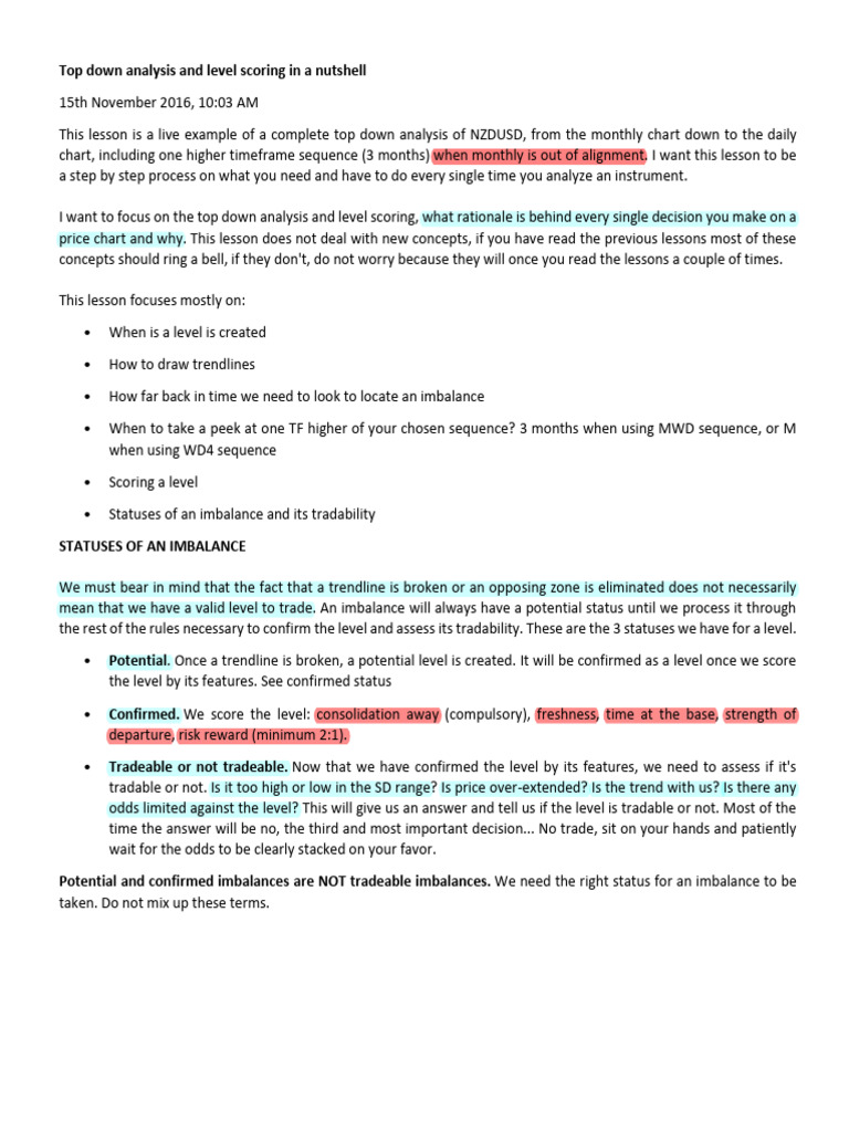 Top Down Analysis & Level Scoring Guide | PDF