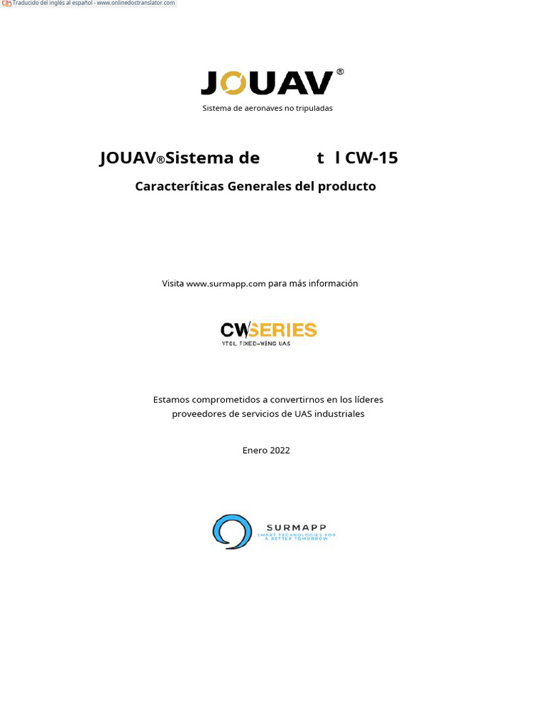 JOUAV CW-15: UAV VTOL de alto rendimiento | PDF | Vehículo aéreo no ...