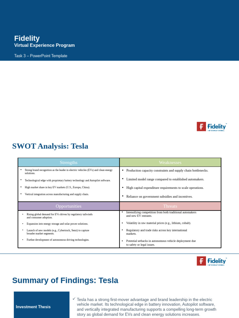Tesla SWOT Analysis Overview | PDF | Electric Vehicle | Sustainable Energy