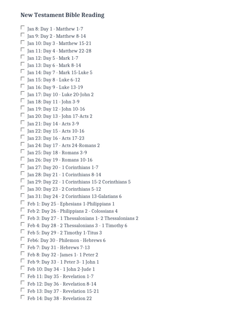 New Testament Reading Plan PDF