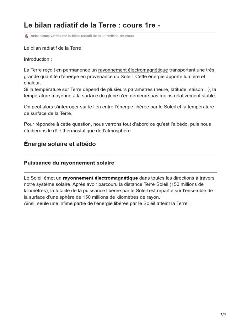 Bilan radiatif de la Terre expliqué | PDF | Effet de serre | Atmosphère ...