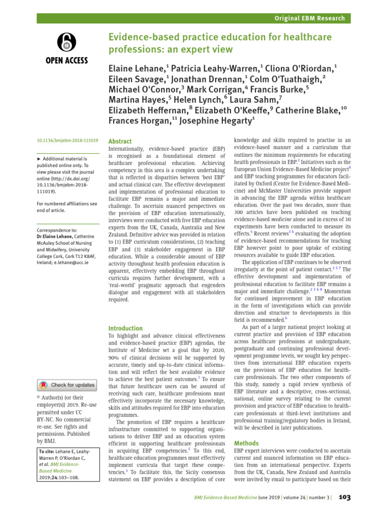 EBP Education Insights for Healthcare Professionals | PDF | Evidence ...