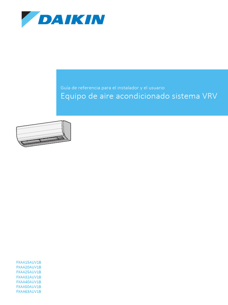 VRV DAIKIN FXAA-A_Installer and User Reference Guide_4PES622295-1B ...