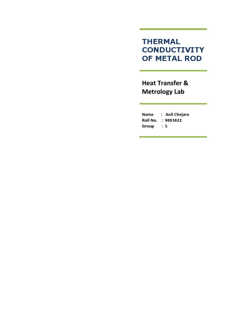 Thermal Conductivity of Metal Rod Experiment | PDF | Thermal ...