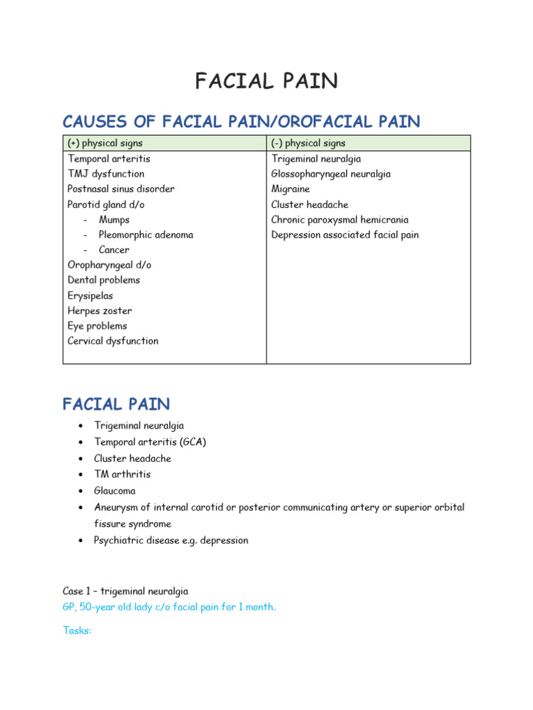 Orophacial Pain Causes and Management | PDF | Headache | Meningitis