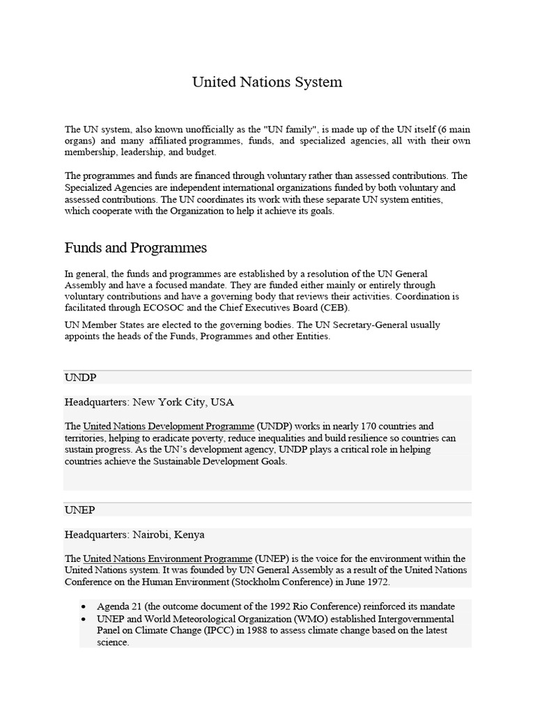 Classroom 5 United Nations System | PDF | United Nations ...