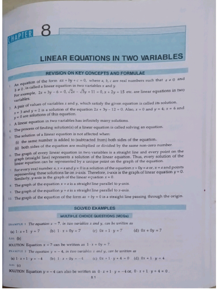 Linear Equations in Two Variables | PDF