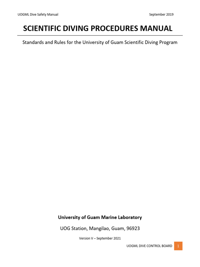 UOGML Dive Safety Manual | PDF | Scuba Diving | Underwater Diving
