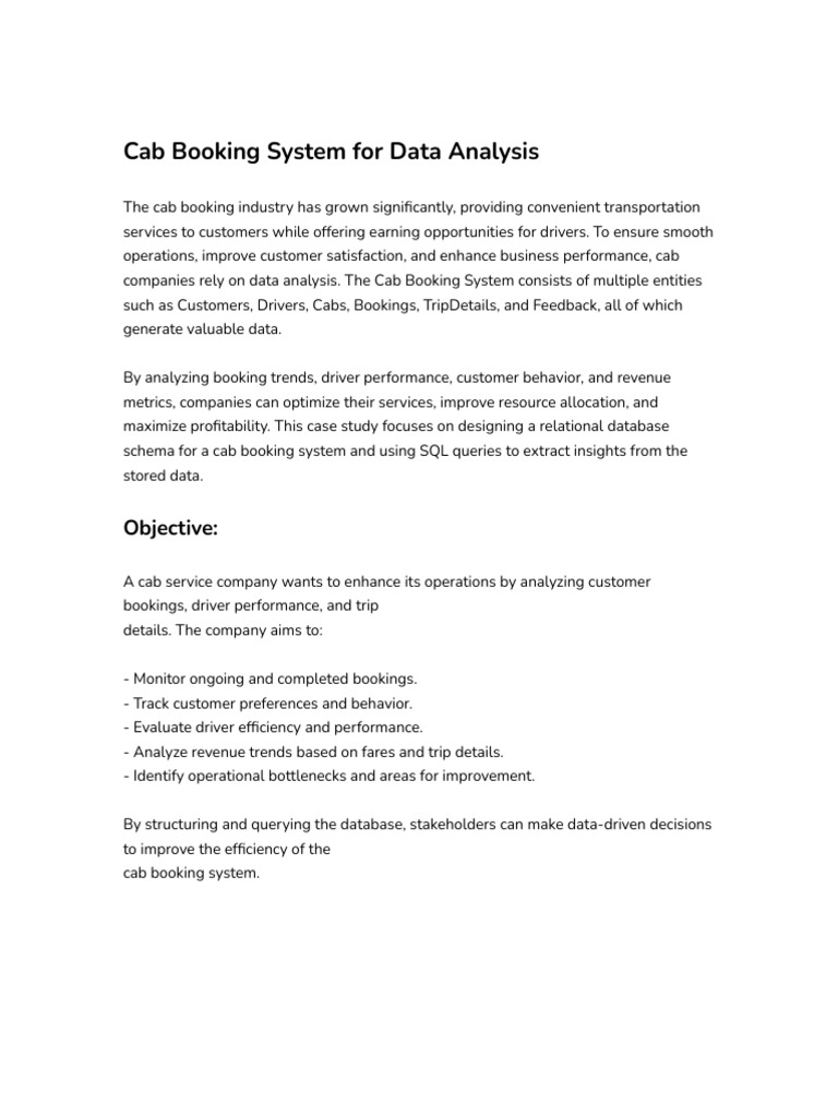 Data Analysis of Cab Booking Systems | PDF | Databases | Data