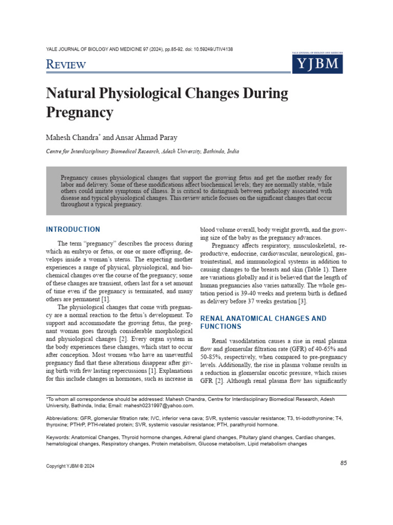 Physiological Changes During Pregnancy | PDF | Insulin Resistance ...