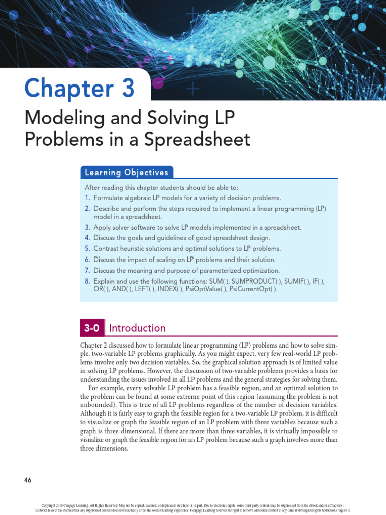 Solving LP Problems with Spreadsheets | PDF | Spreadsheet ...