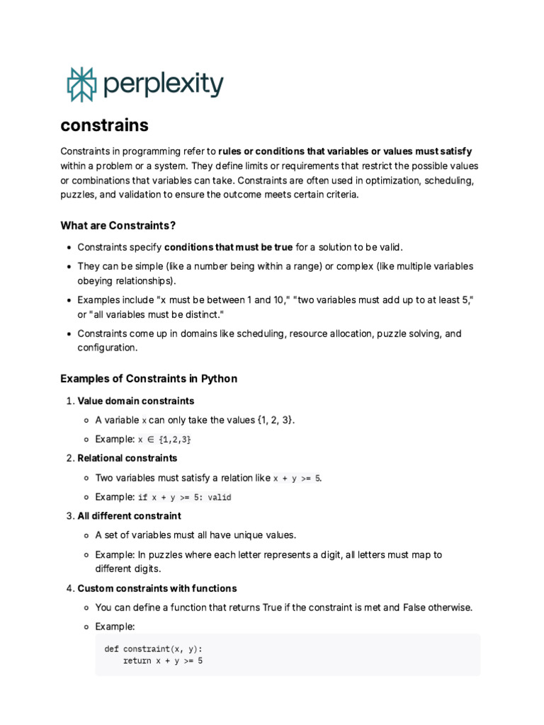 Constrains | PDF | Mathematical Logic | Applied Mathematics
