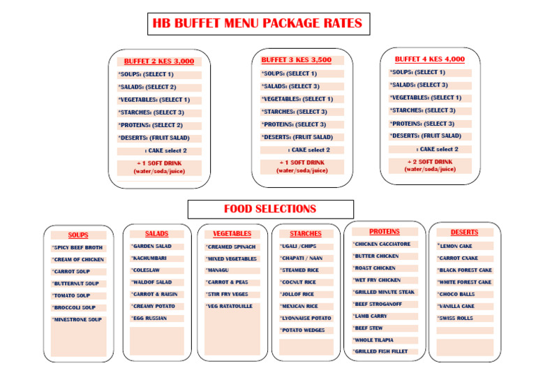 Boulevard Buffet Pricing 2025 | PDF | Soup | Salad