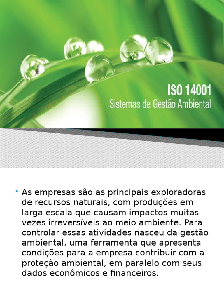 Sistema de Gestão Ambiental e ISO 14001 | PDF | Ambiente natural