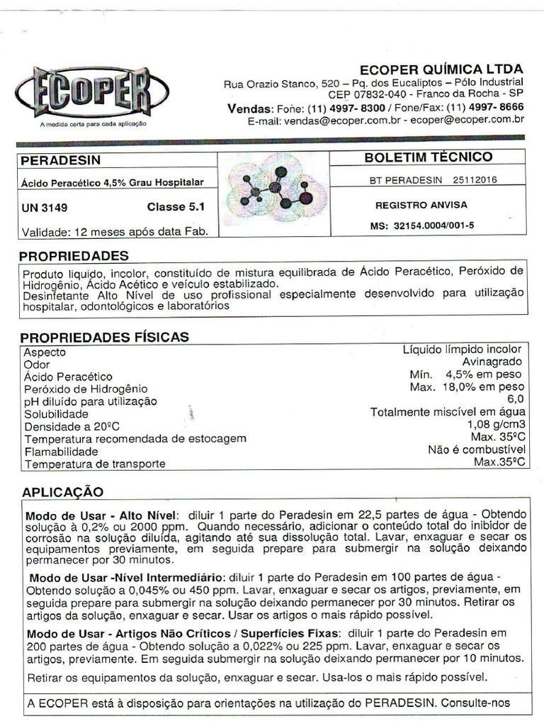 Fispq Acido Peracetico - Ecoper | PDF