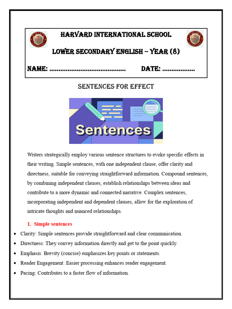 Effects of Sentence Structures in Writing | PDF | Sentence (Linguistics ...
