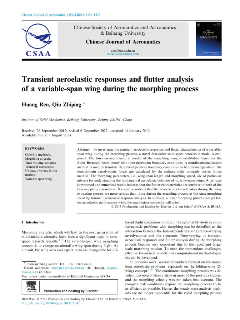 Flutter Analysis of Morphing Wings | PDF | Eigenvalues And Eigenvectors ...