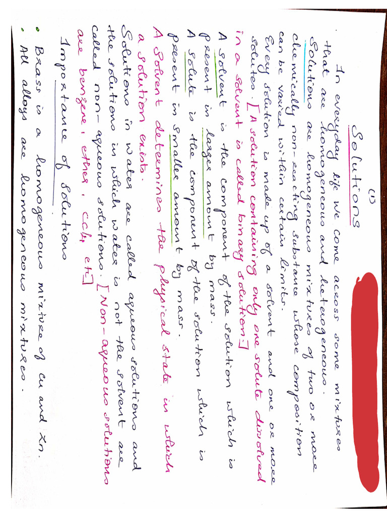 Solutions Complete Notes - Edited | PDF