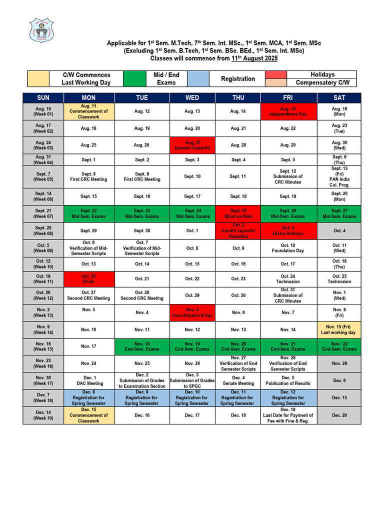 NIT Warangal Academic Calendar 2025-26 | PDF | Academic Term | Academia
