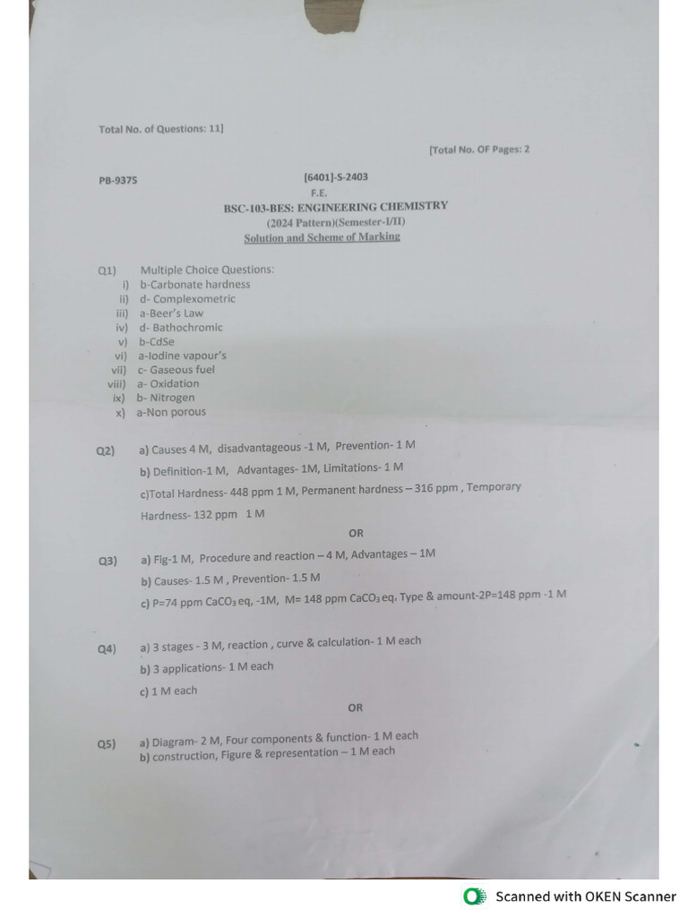 Chemistry Marking Scheme 2024 Pattern | PDF
