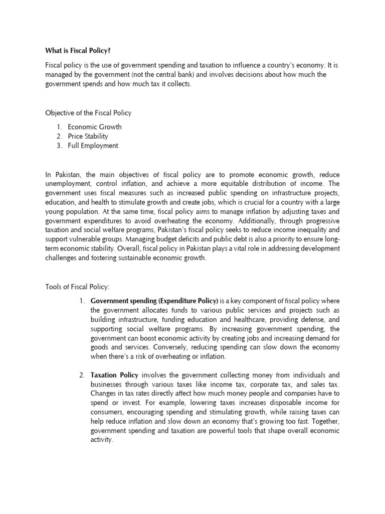 Understanding Pakistan's Fiscal Policy | PDF | Fiscal Policy | Taxes