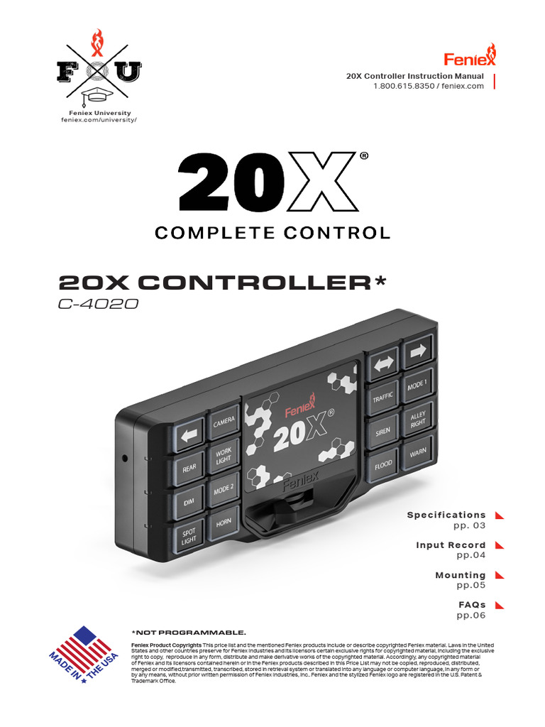 20X Controller User Manual | PDF | Copyright | Amplifier