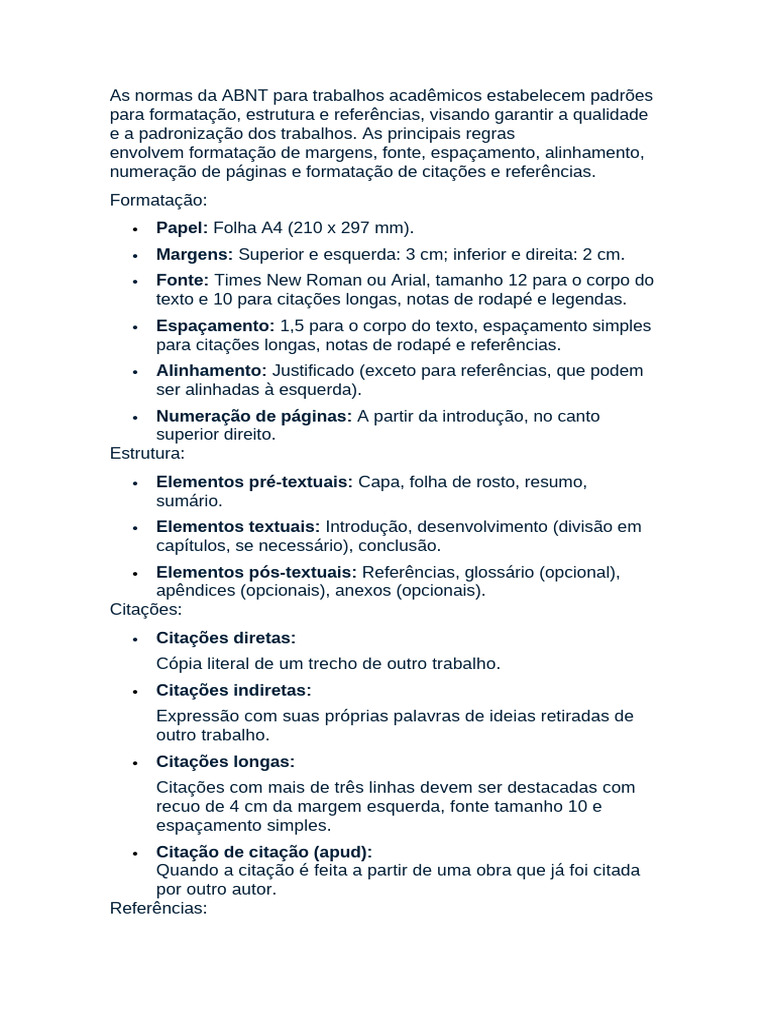 Normas ABNT para Trabalhos Acadêmicos | PDF